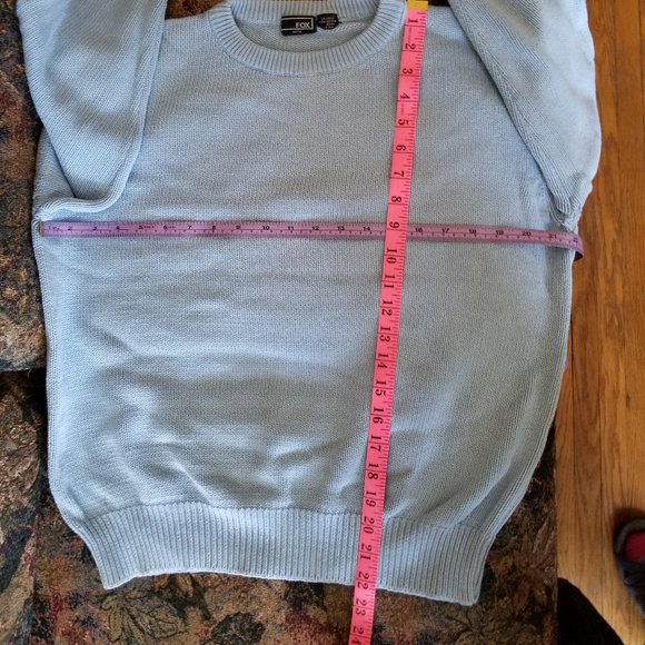 Vintage 90s, medium weight cotton sweater, L, (M, XL), pale blue, Fox, versatile - Picture 5 of 6